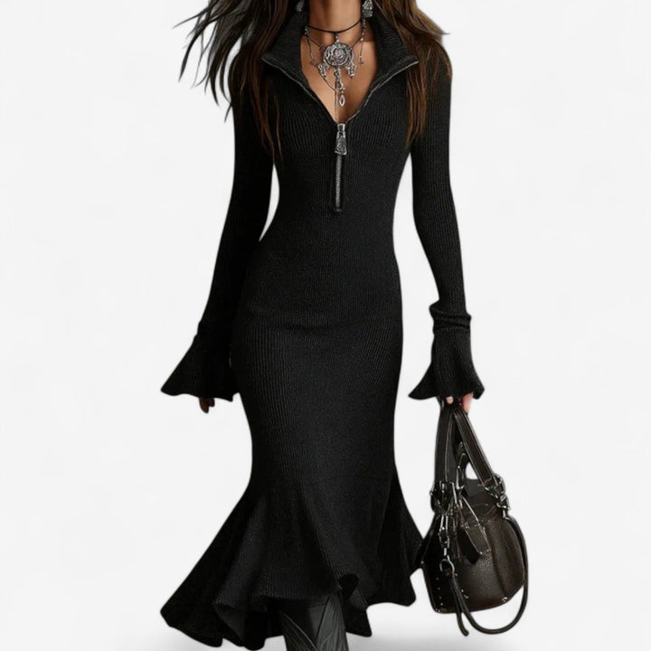 MAUD | ZIP COLLAR KNIT DRESS