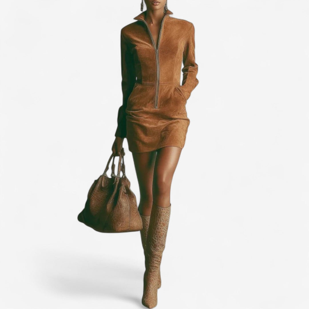 AVERY | SUEDE-TOUCH ZIP DRESS