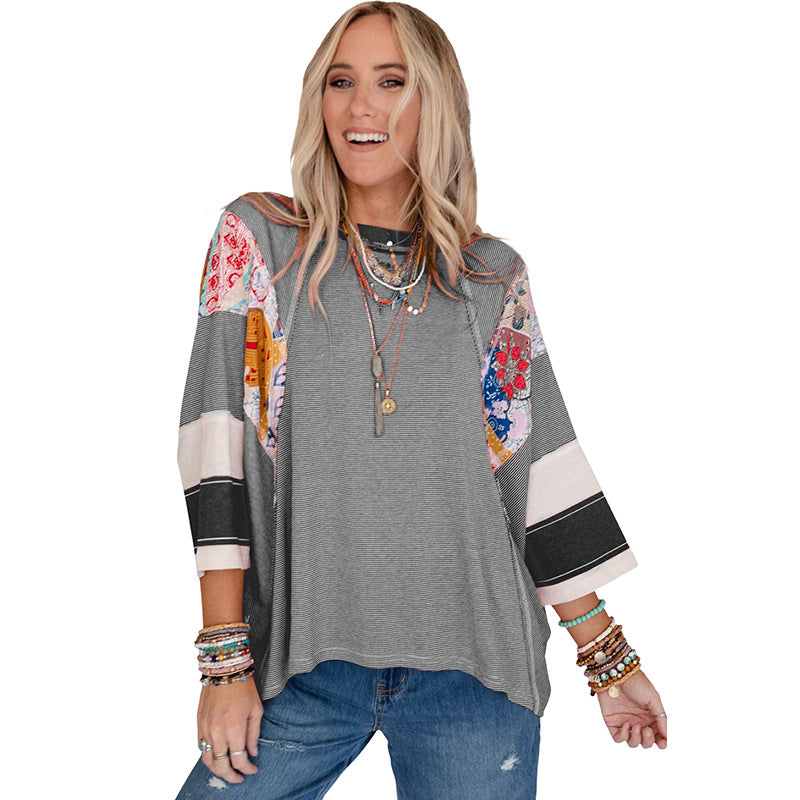 Riley – Lightweight Patchwork Batwing Top