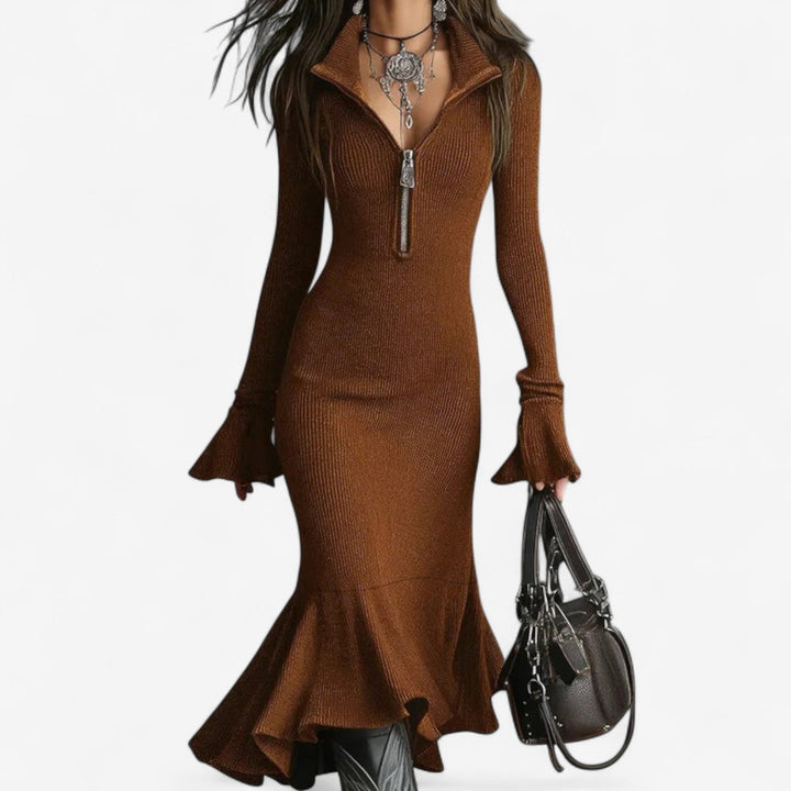 MAUD | ZIP COLLAR KNIT DRESS