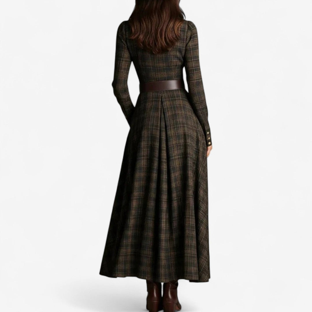 SARAH | BELTED PLAID DRESS