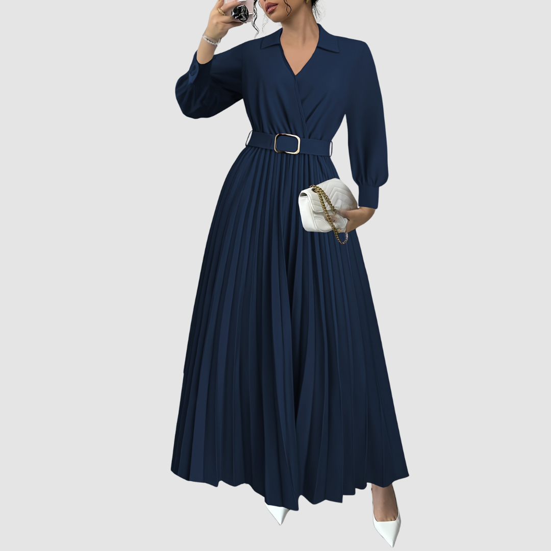ALICIA | BELTED PLEATED DRESS