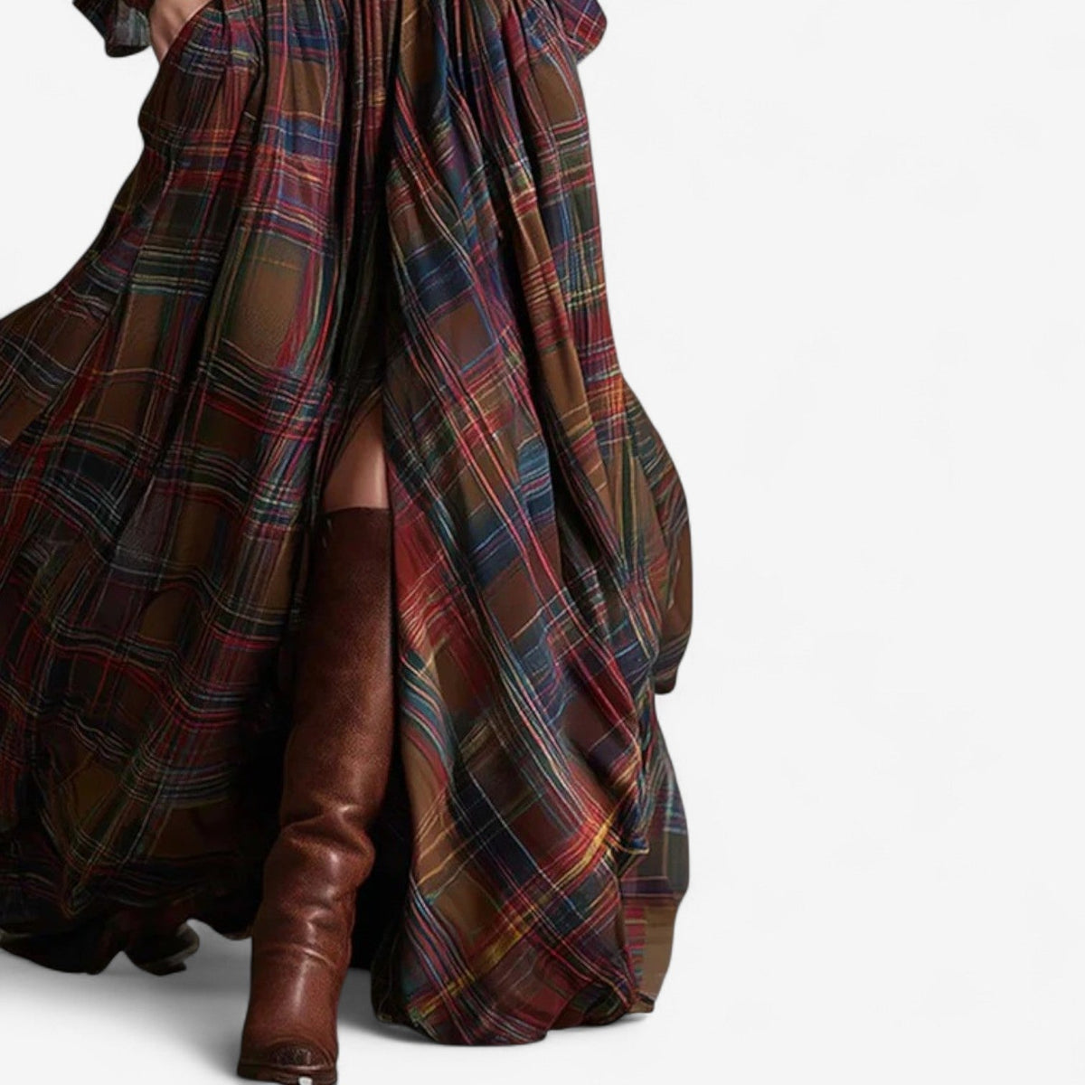 AURELIA | BELTED PLAID DRESS