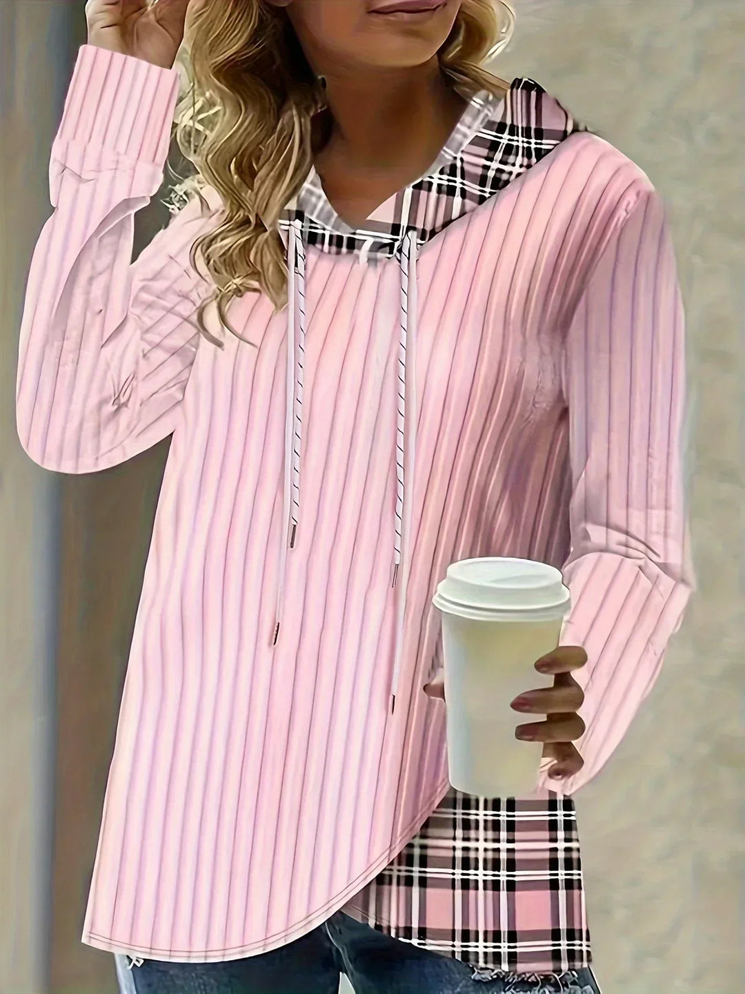 RILEY | PLAID-TRIM HOODIE