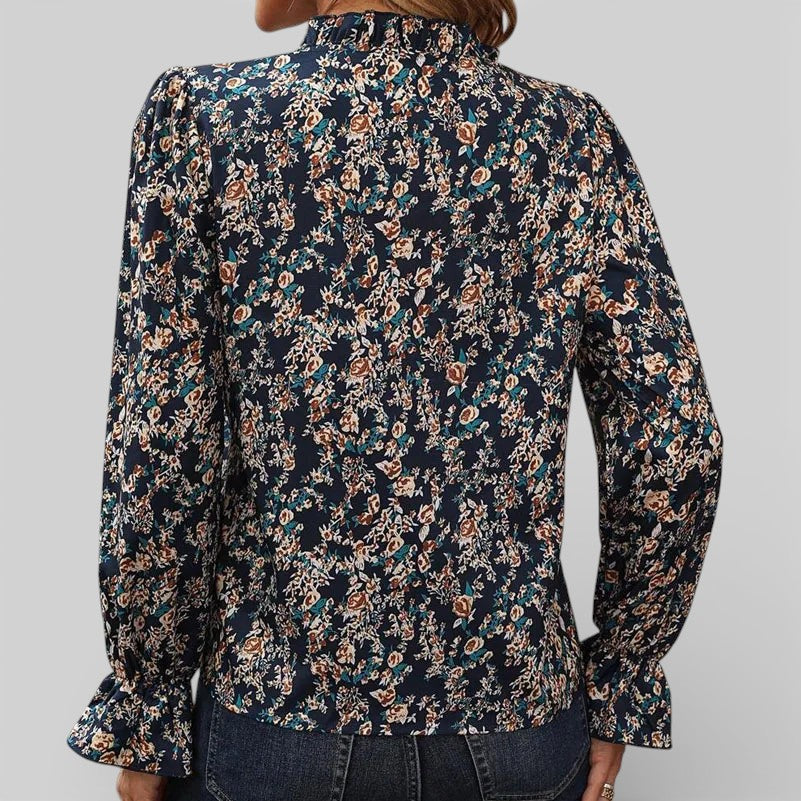 Olivia | Floral Lace-Up V-Neck Blouse