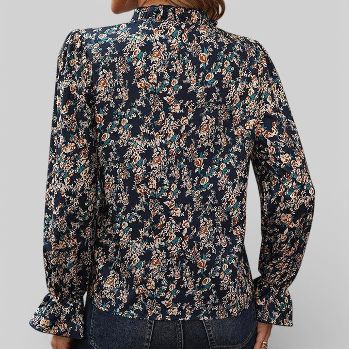 Olivia | Floral Lace-Up V-Neck Blouse