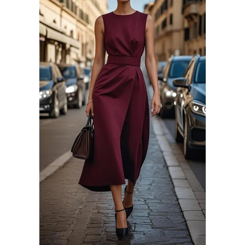JADWIGA | ELEGANT ROUND-NECK DRESS