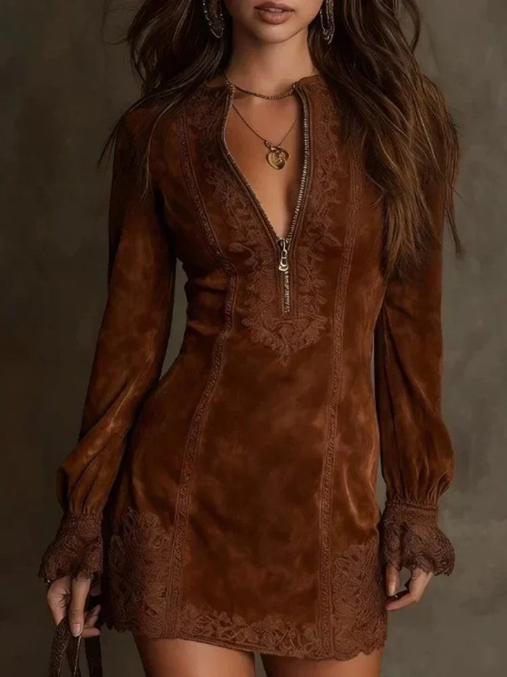 Jane | Elegant Suede Lace Dress