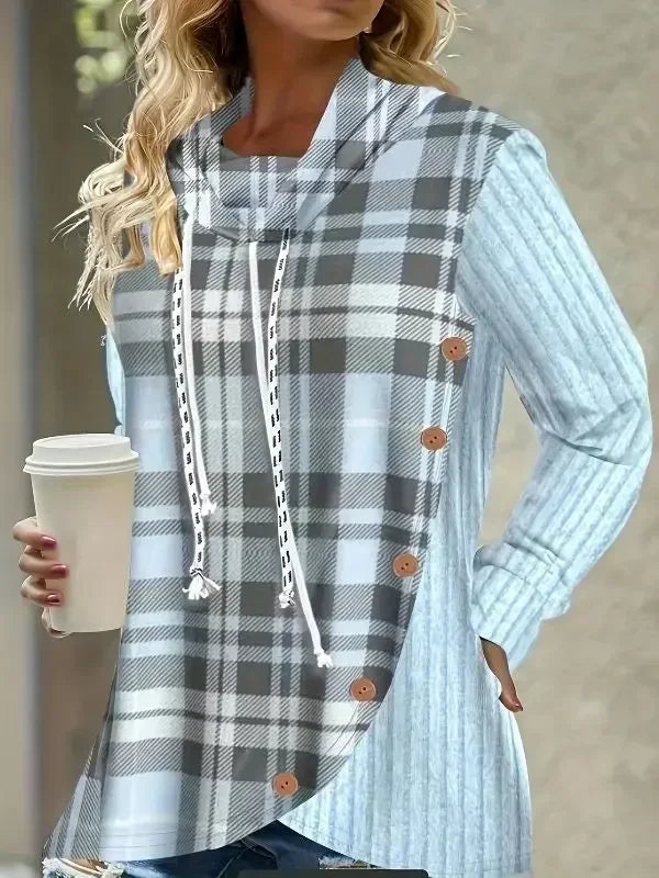 RILEY | PLAID-TRIM HOODIE