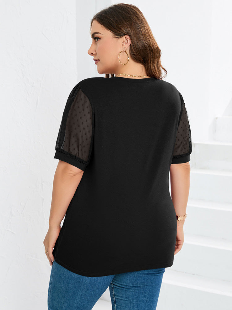 Ariana | Sheer Sleeve V-Neck Top
