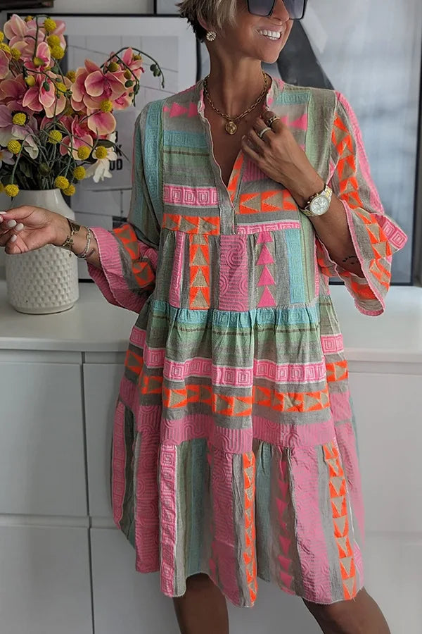 Reagan | Patterned Flowing Midi Dress