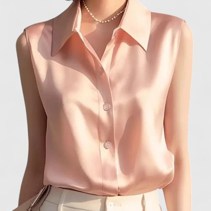LAVINIA | SLEEVELESS SATIN BLOUSE