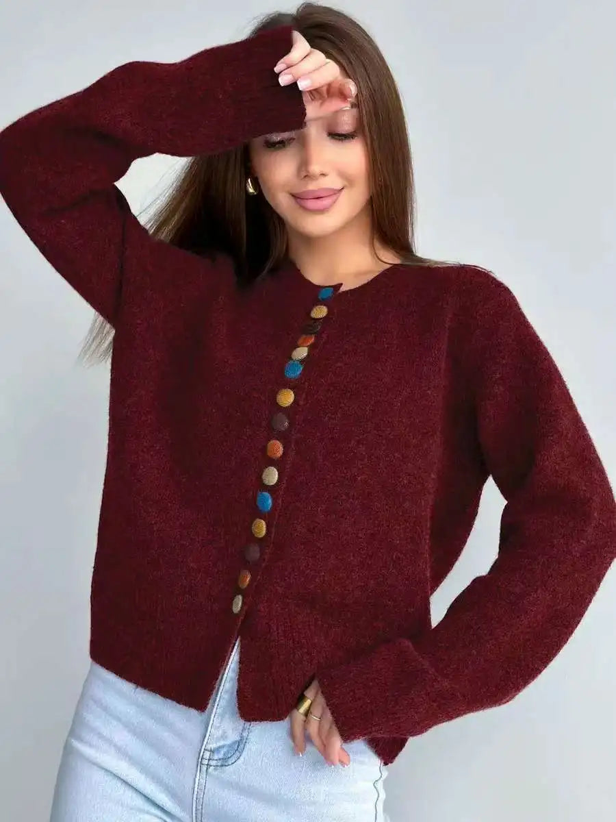 NOELLE | BUTTON-ACCENT CARDIGAN