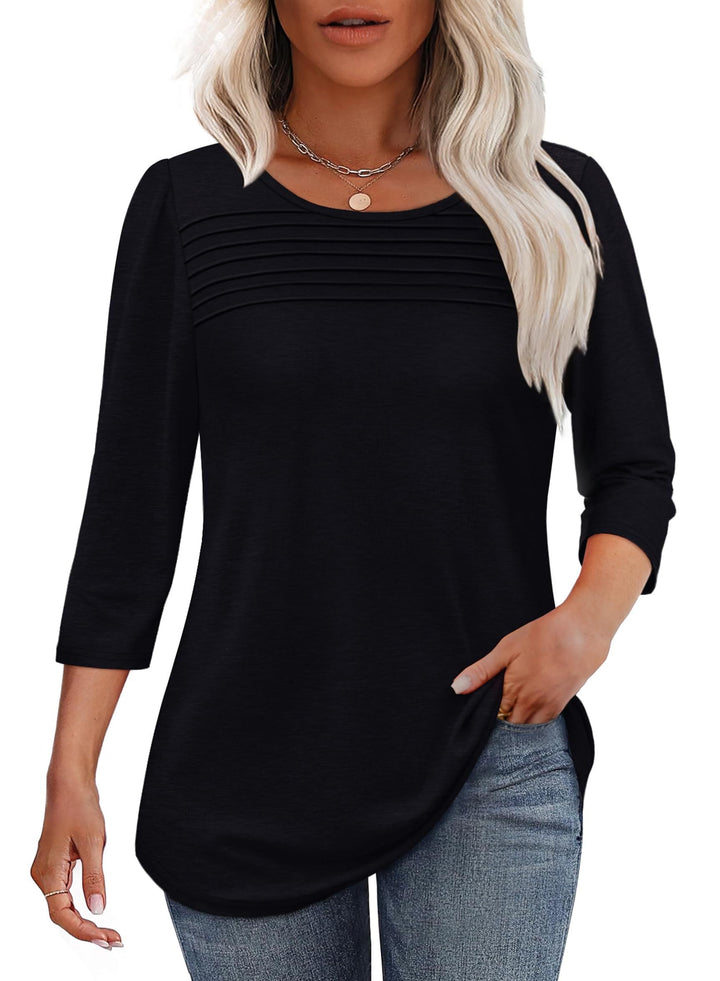 Brooklyn | Pleated 3/4 Sleeve Top