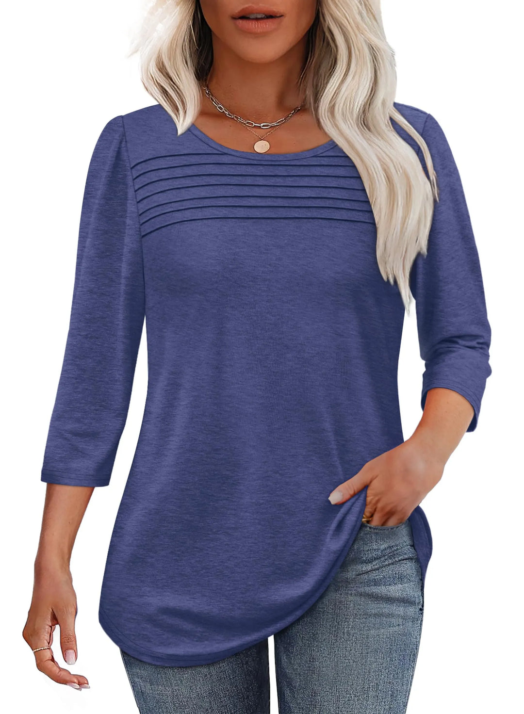 Brooklyn | Pleated 3/4 Sleeve Top