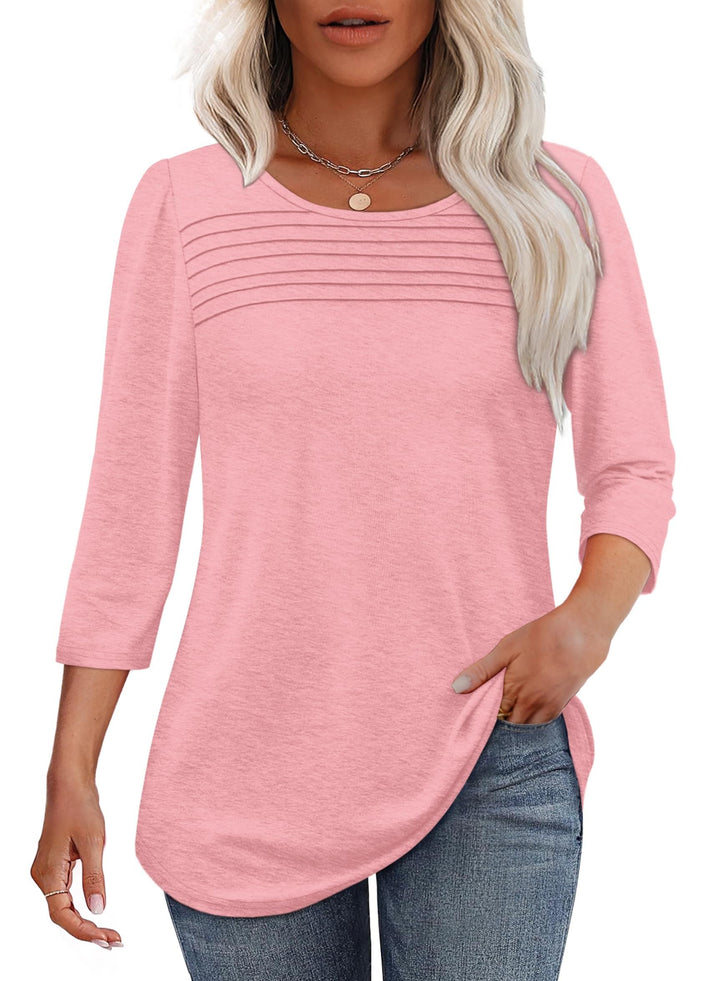 Brooklyn | Pleated 3/4 Sleeve Top