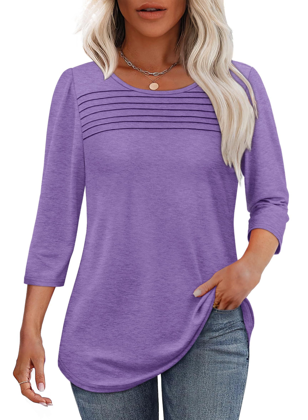 Brooklyn | Pleated 3/4 Sleeve Top
