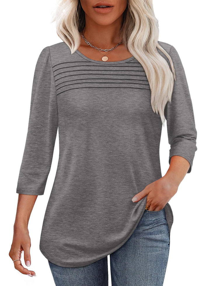 Brooklyn | Pleated 3/4 Sleeve Top