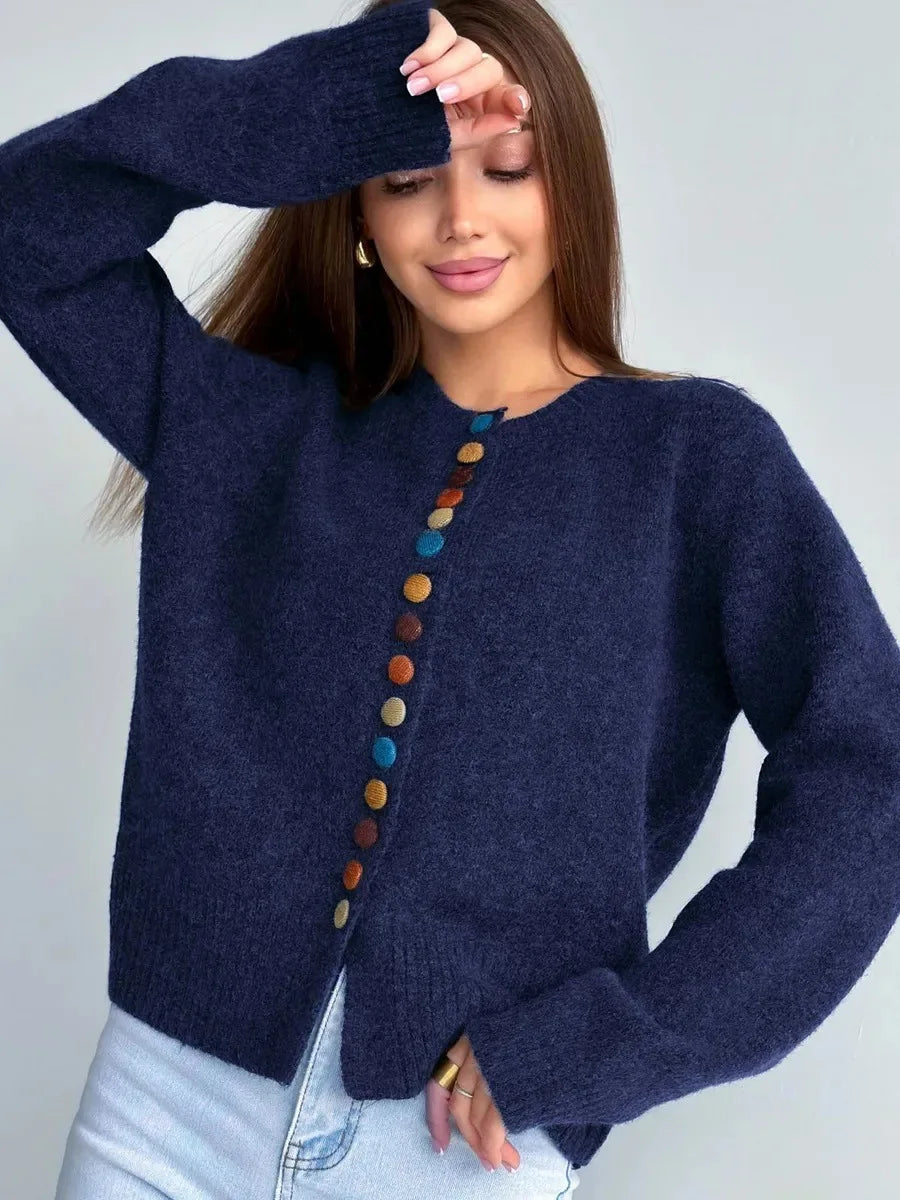 NOELLE | BUTTON-ACCENT CARDIGAN