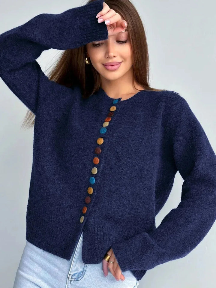 NOELLE | BUTTON-ACCENT CARDIGAN