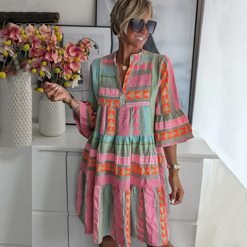 Reagan | Patterned Flowing Midi Dress