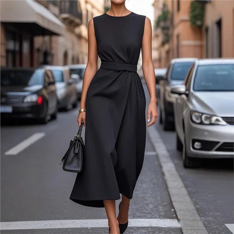 JADWIGA | ELEGANT ROUND-NECK DRESS