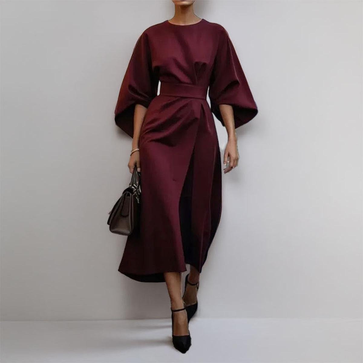 ELDRA | SATIN TOUCH BATWING MAXI DRESS