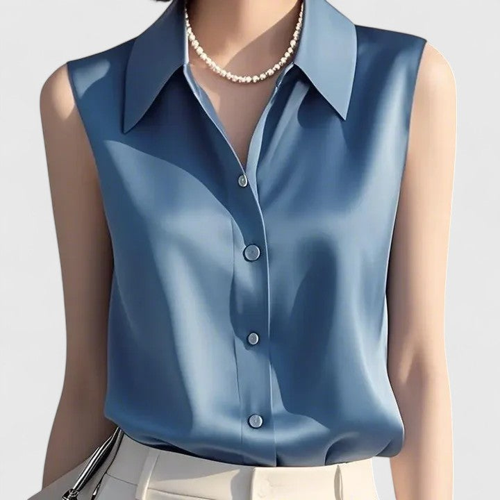 LAVINIA | SLEEVELESS SATIN BLOUSE