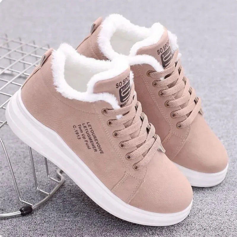 Nieuwe Snowboots Winter Outdoor Vrouwen Schoenen Warm Bont Pluche Dame Casual Schoenen Lace Up Mode Sneakers Platform Snowboots