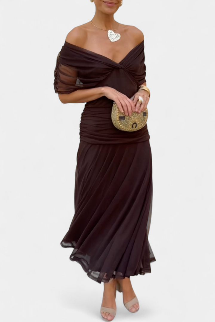 JADA | DRAPED OFF-SHOULDER DRESS