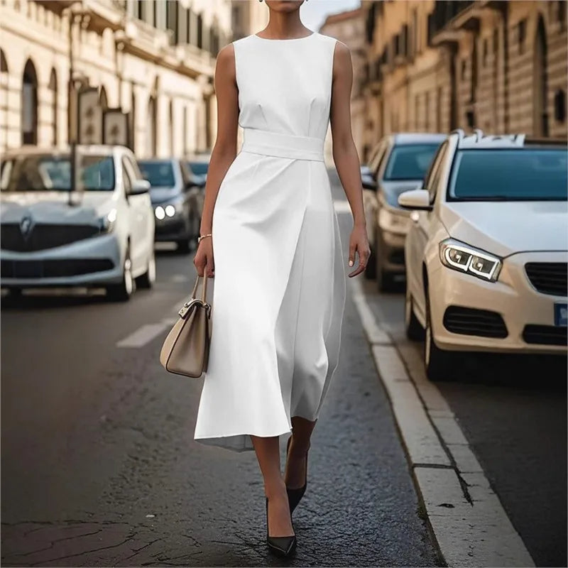 JADWIGA | ELEGANT ROUND-NECK DRESS