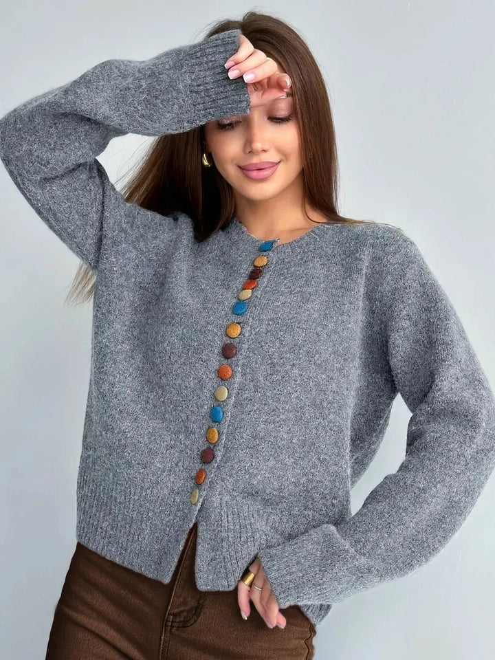 NOELLE | BUTTON-ACCENT CARDIGAN