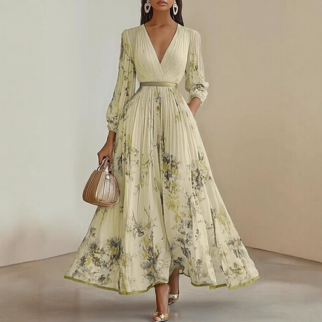 LINDA | ELEGANT PLEATED MAXI DRESS
