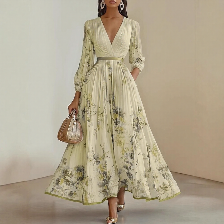 LINDA | ELEGANT PLEATED MAXI DRESS