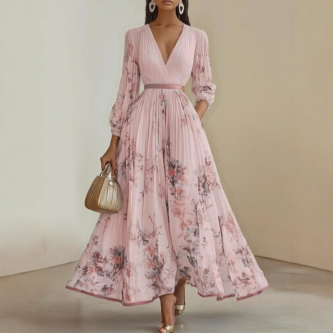 LINDA | ELEGANT PLEATED MAXI DRESS