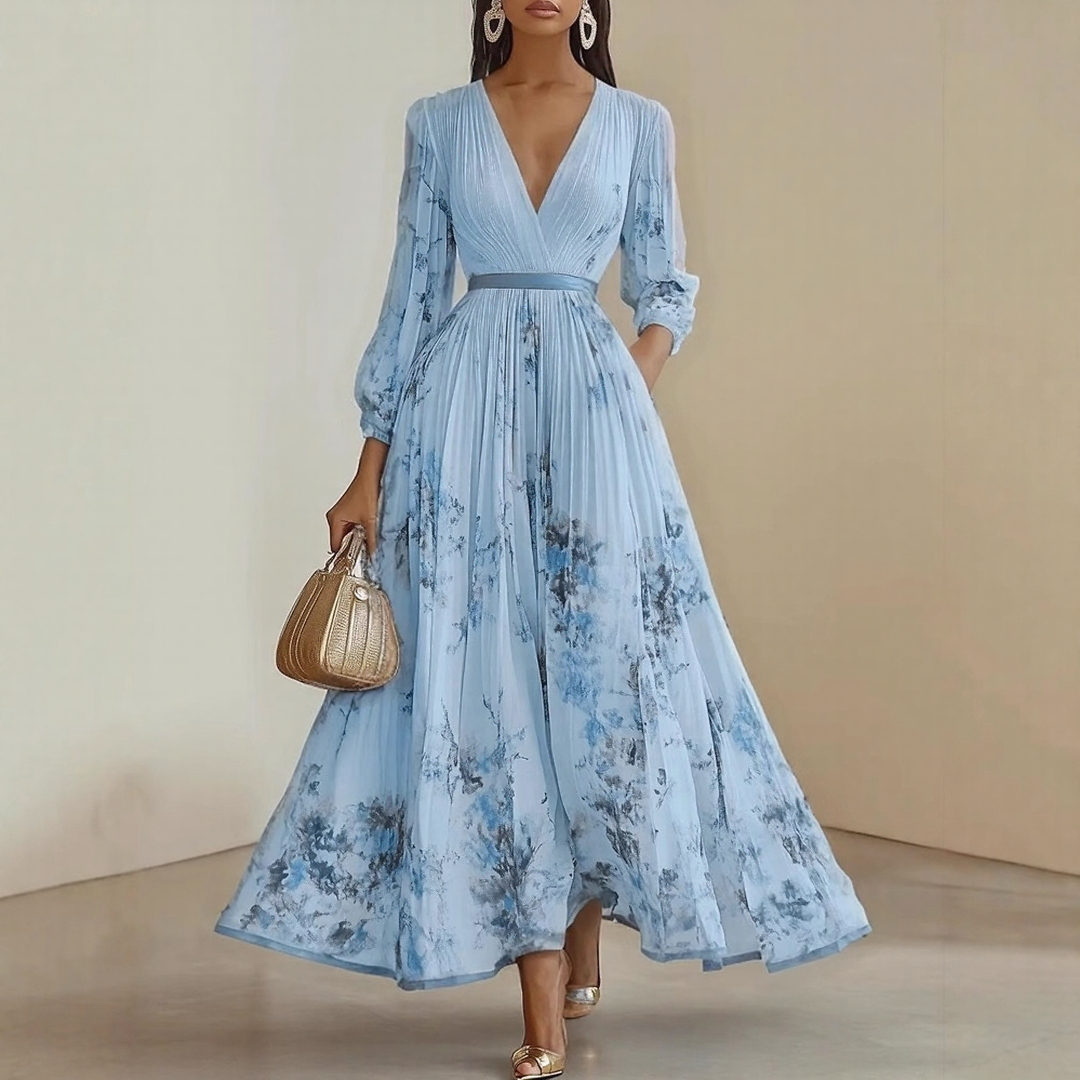 LINDA | ELEGANT PLEATED MAXI DRESS