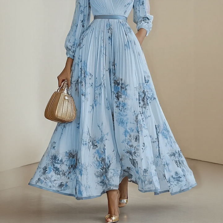 LINDA | ELEGANT PLEATED MAXI DRESS