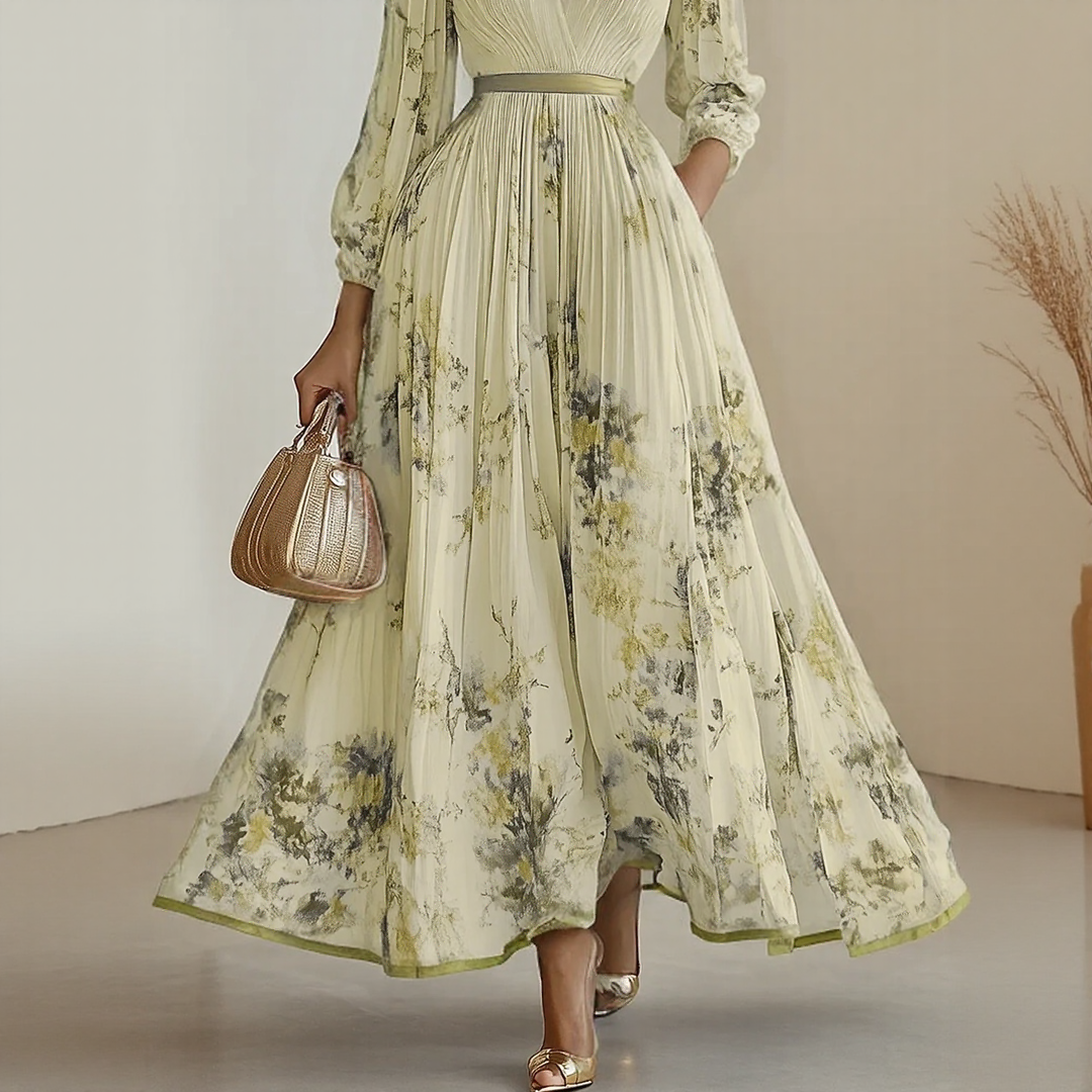 LINDA | ELEGANT PLEATED MAXI DRESS