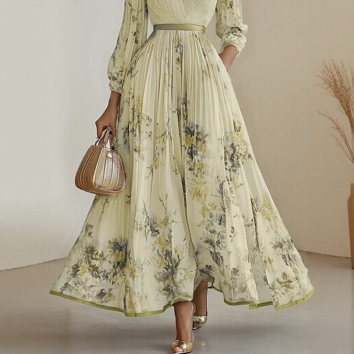 LINDA | ELEGANT PLEATED MAXI DRESS