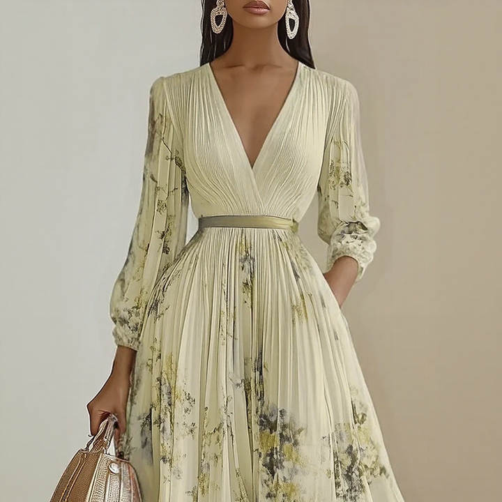 LINDA | ELEGANT PLEATED MAXI DRESS