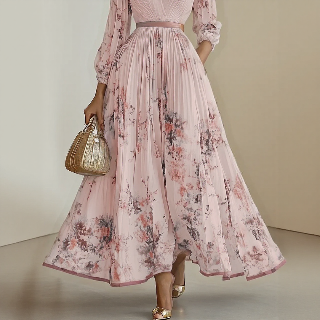 LINDA | ELEGANT PLEATED MAXI DRESS