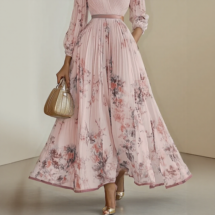 LINDA | ELEGANT PLEATED MAXI DRESS