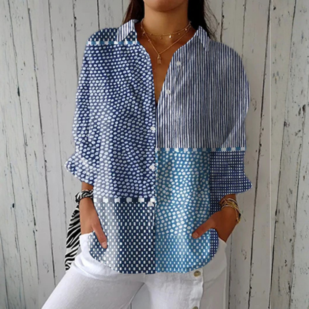 Liora | Ocean Patchwork Blouse