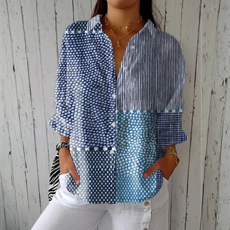 Liora | Ocean Patchwork Blouse