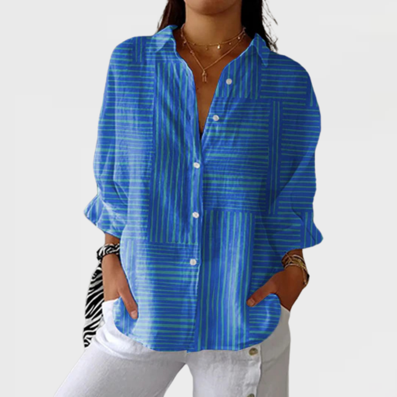 Carly | Azure Stripe Blouse