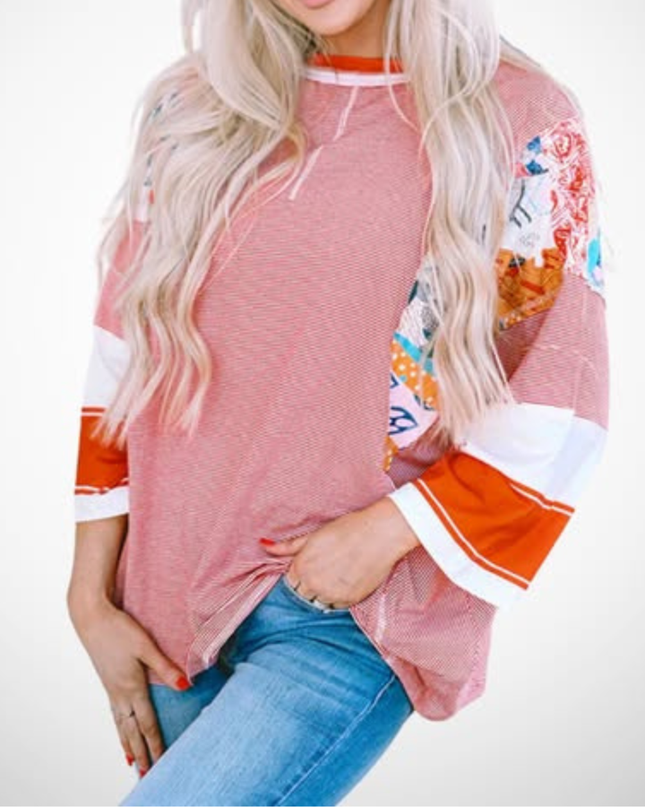 Riley – Lightweight Patchwork Batwing Top
