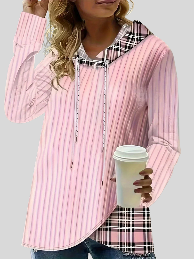 RILEY | PLAID-TRIM HOODIE