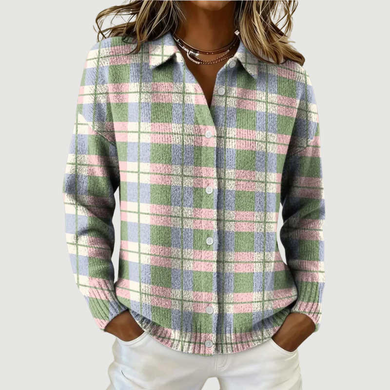 ISABELLE | PASTEL CHECK KNIT BLOUSE