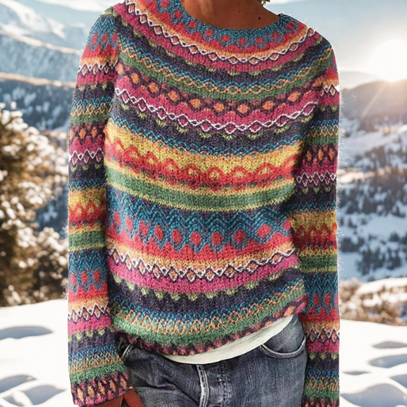 Liv | Winter Sweater with Nordic Shoulder Pattern