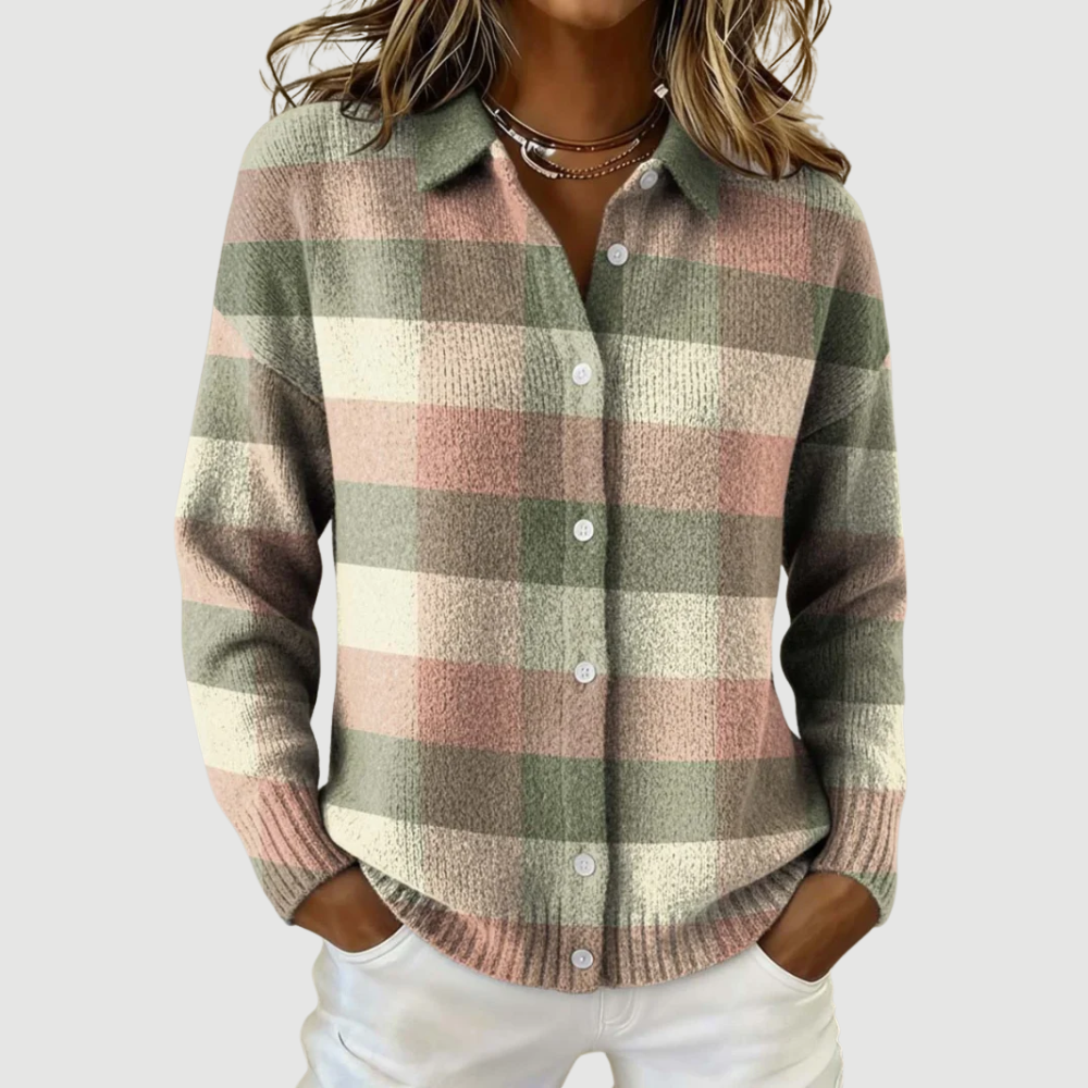 LIVIA | PASTEL CHECKED KNIT BLOUSE